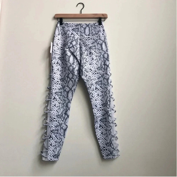 New Good American Snake print Legging Foil Zig Zag Python mesh detail activewear - Picture 12 of 15